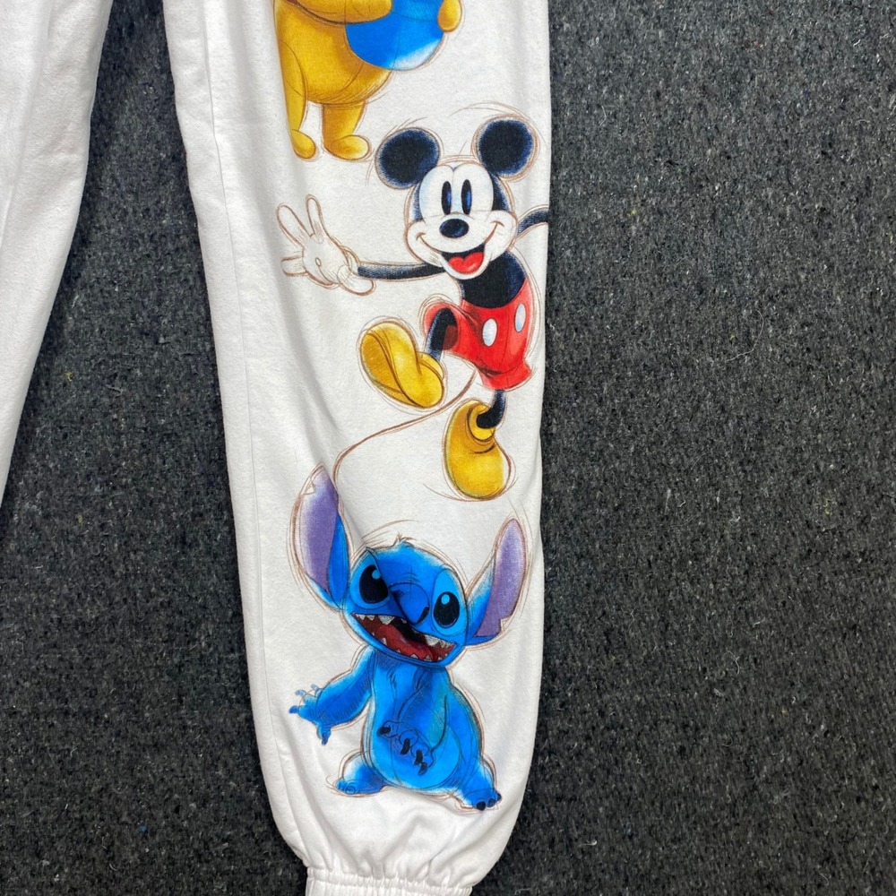 Disney 100th Anniversary White Womens XS Character Graphic Jogger Sweatpants - Picture 2 of 15